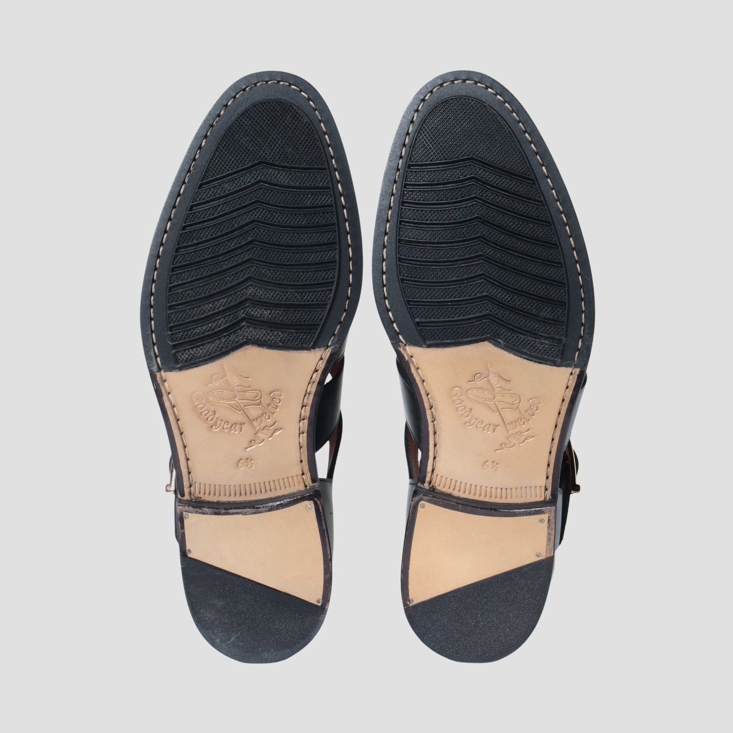 98819 / CALF / BLACK / HALF RUBBER SOLE / UK6.5(25.0cm)